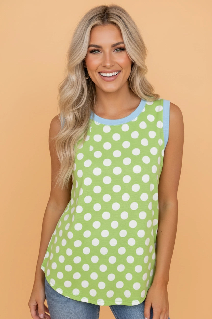 Lime Contrast Trim Tank Top