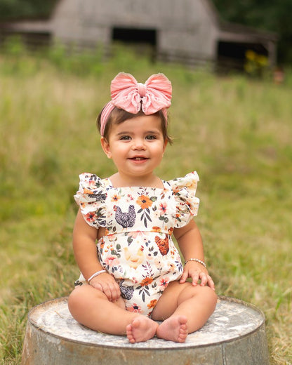 Chickens Ruffle Back Romper