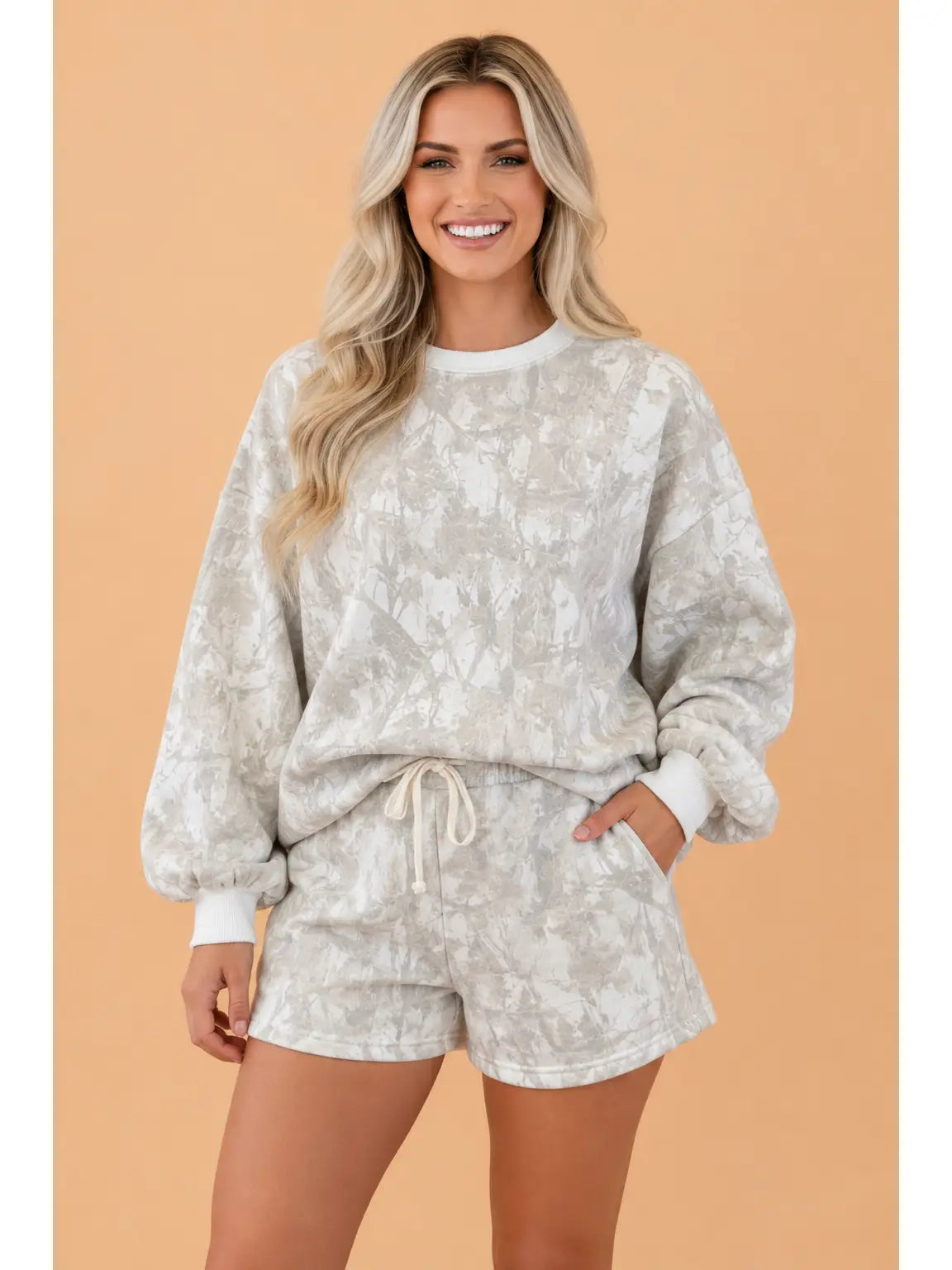 Faded Tree Camo Top & Shorts Set