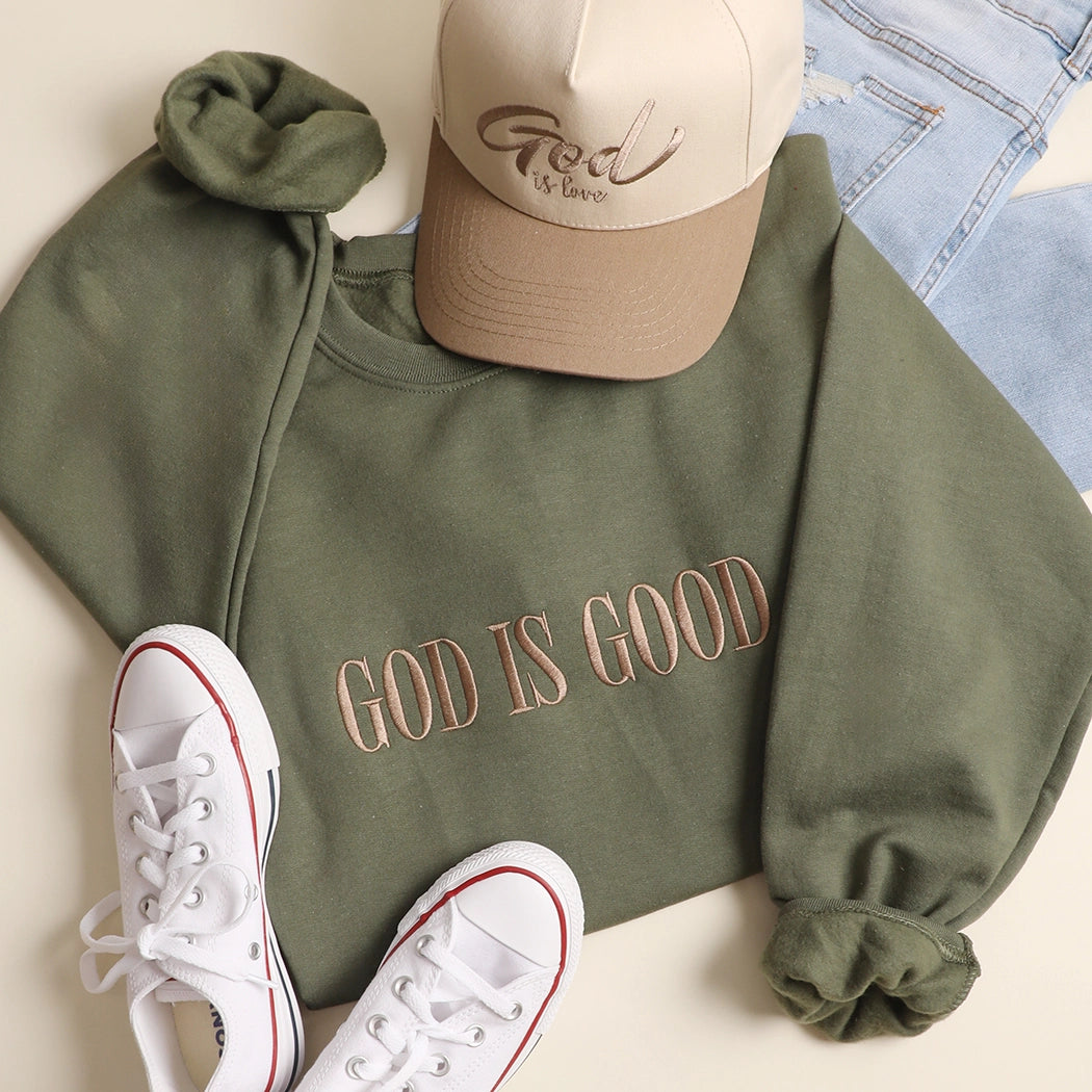God is Good Embroidered Crewneck