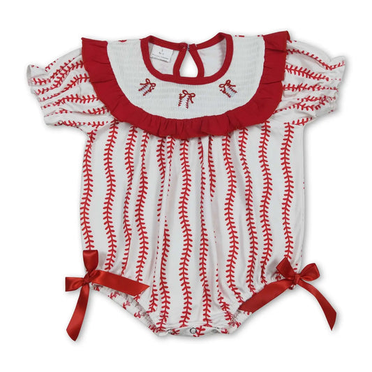 Red Seams Smocked Romper