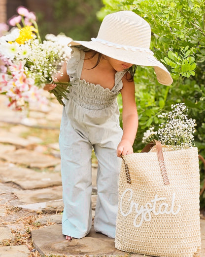 Sage Pinstripe Smocked Jumpsuit