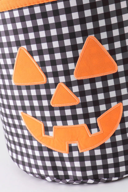 Black Pumpkin Appliqué Gingham Basket