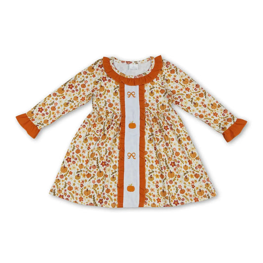 Pumpkin Fall Floral Dress
