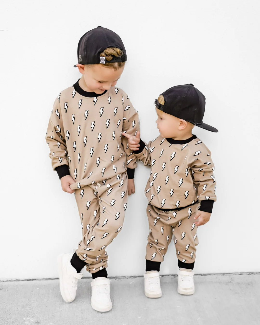 Beige Bolts Jogger Set