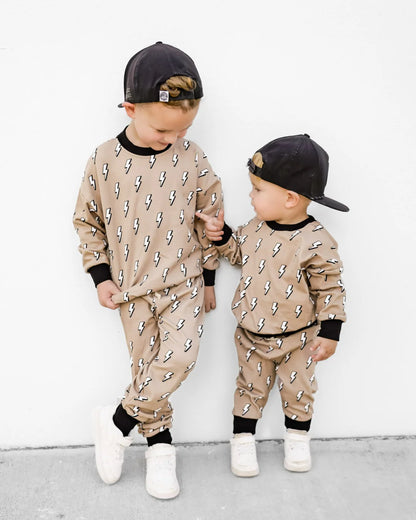 Beige Bolts Jogger Set