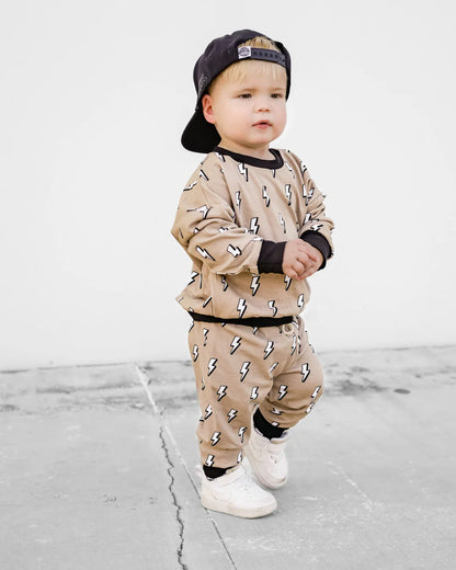 Beige Bolts Jogger Set