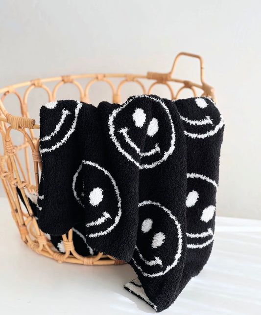 Black Smiley Double-sided Plush Blanket