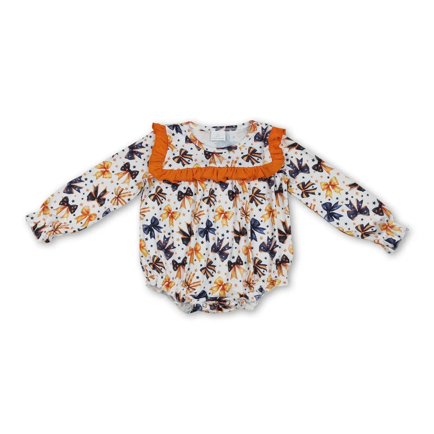 Orange Bows Halloween Romper