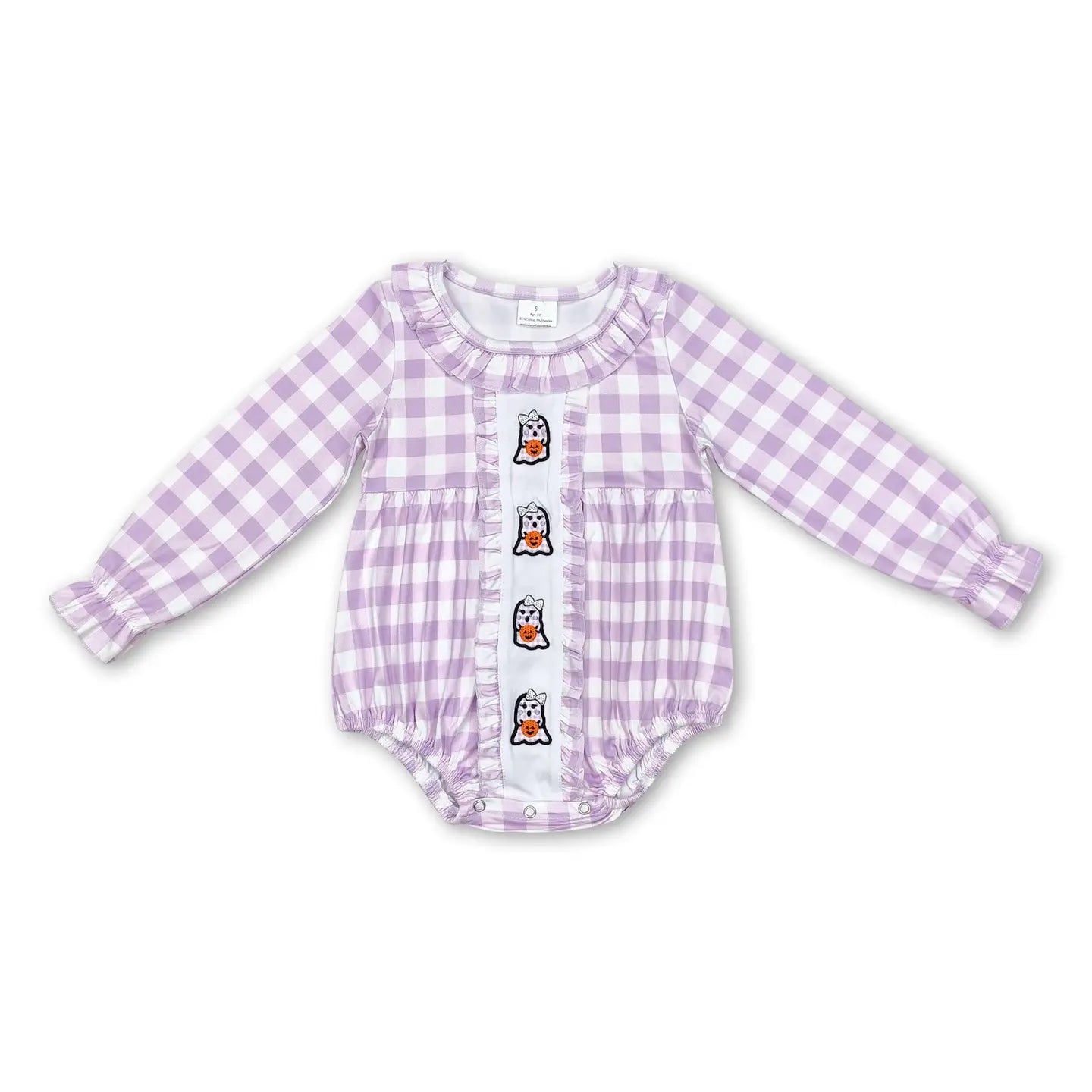 Purple Gingham Ghost Romper