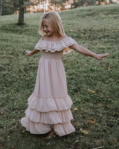 Champagne Ruffle Maxi Dress