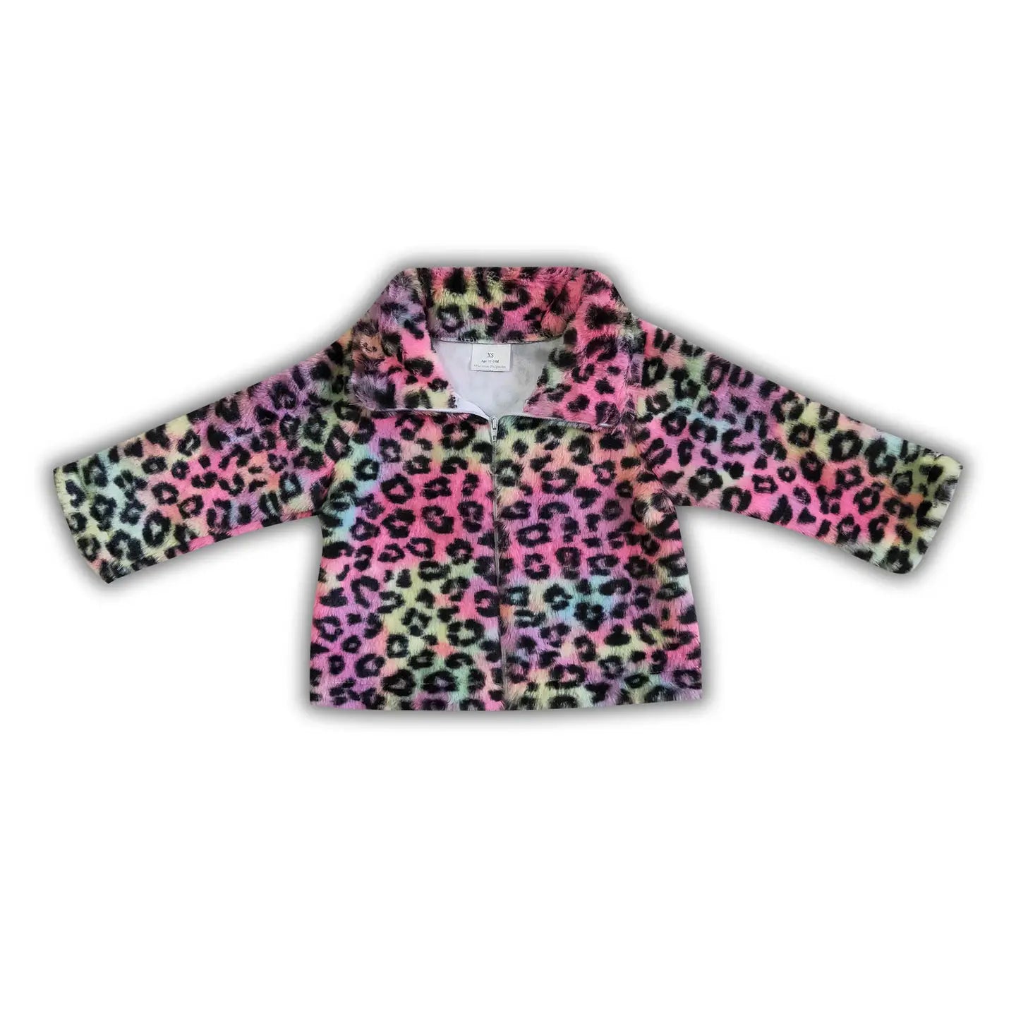 Rainbow Leopard Fuzzy Jacket