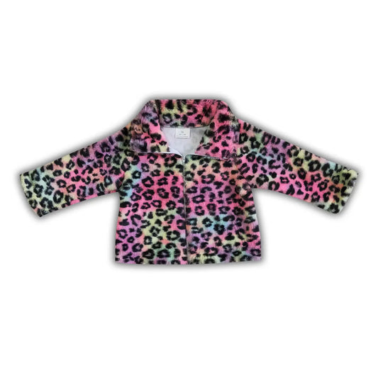 Rainbow Leopard Fuzzy Jacket