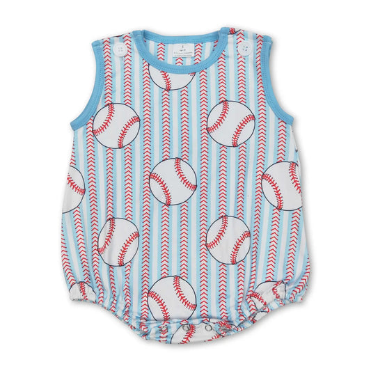 Aqua Baseball Sleeveless Romper