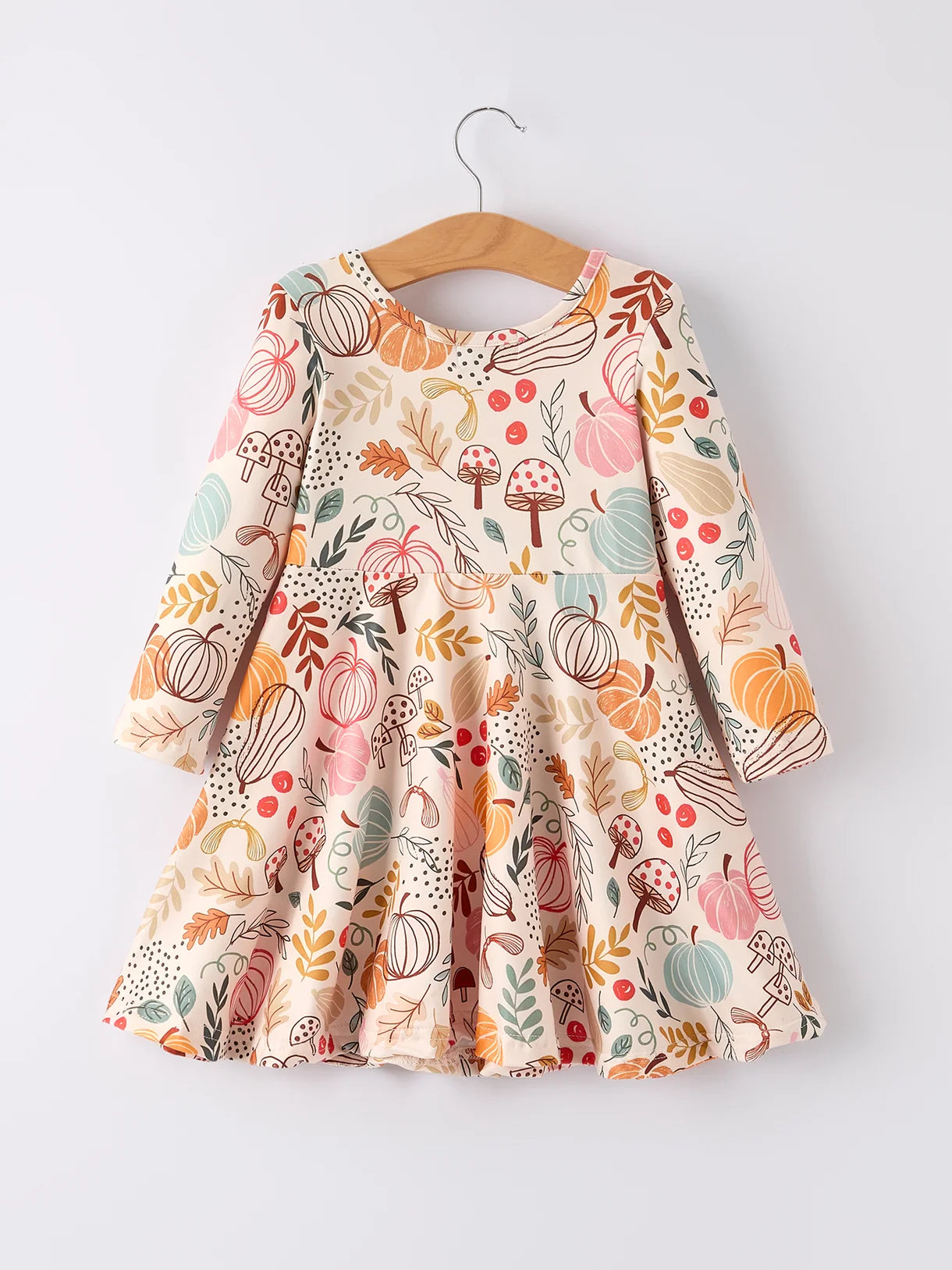 Mushroom Pumpkin Leaf Print Dress