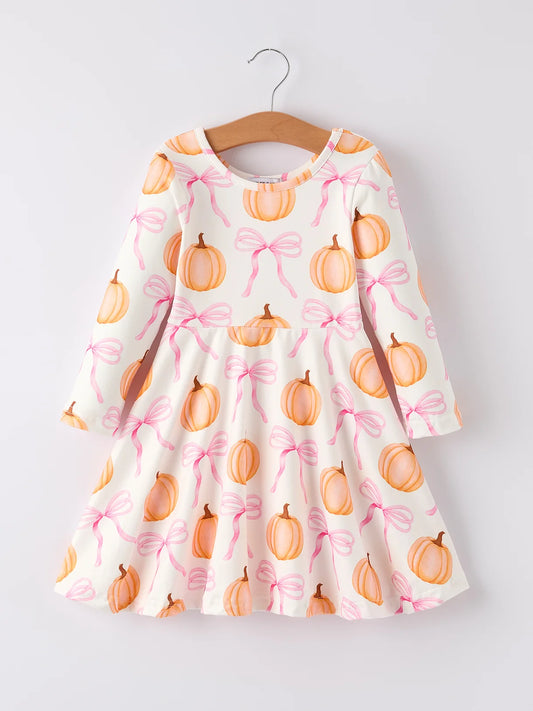 Pink Bow Pumpkin Twirl Dress