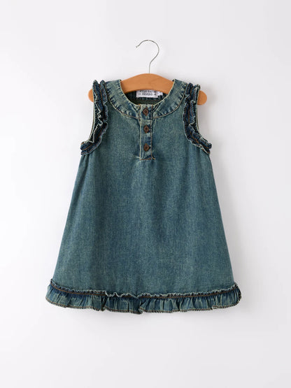 Vintage Denim Ruffle Dress