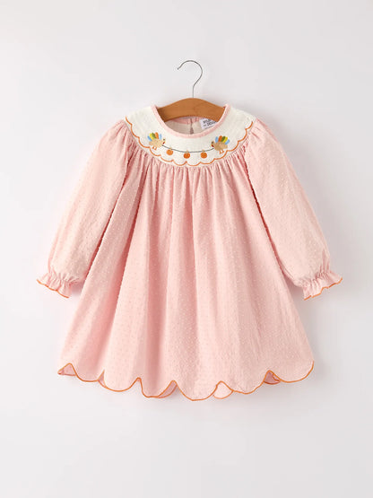 Pink Swiss Dot Turkey Smock Dress