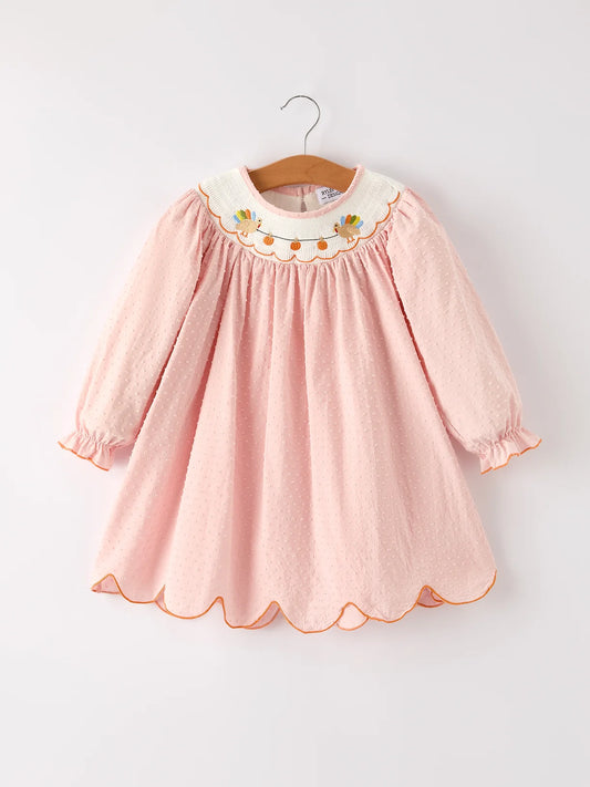 Pink Swiss Dot Turkey Smock Dress