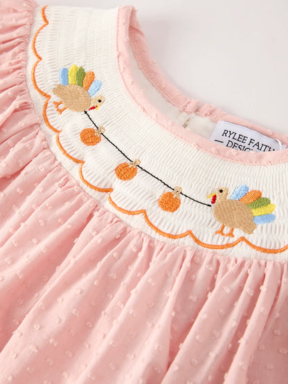 Pink Swiss Dot Turkey Smock Dress