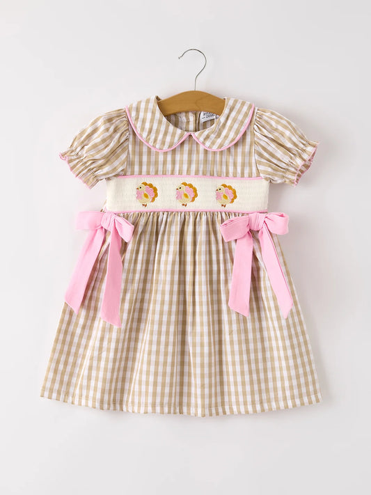 Pink Bow Turkey Smocked Dress