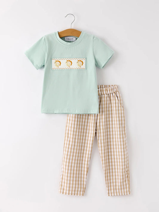 Tiny Turkey Embroidered Tee & Pants