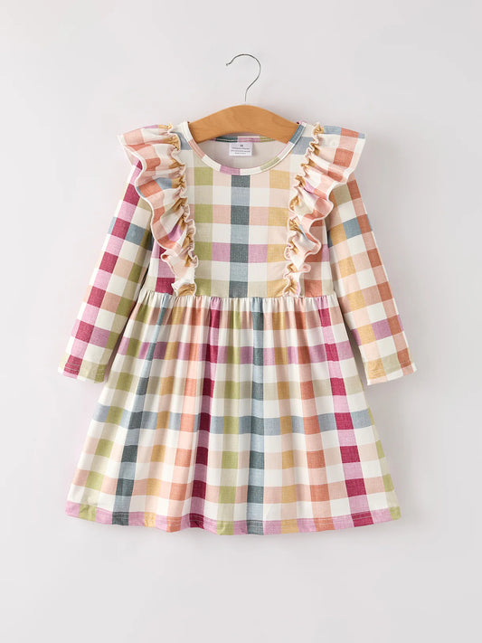 Fall Plaid Long Sleeve Dress