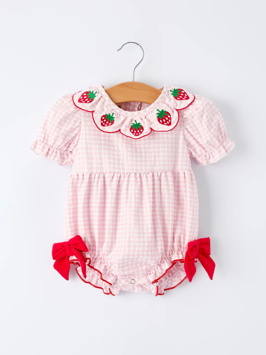 Collared Strawberry Smocked Romper