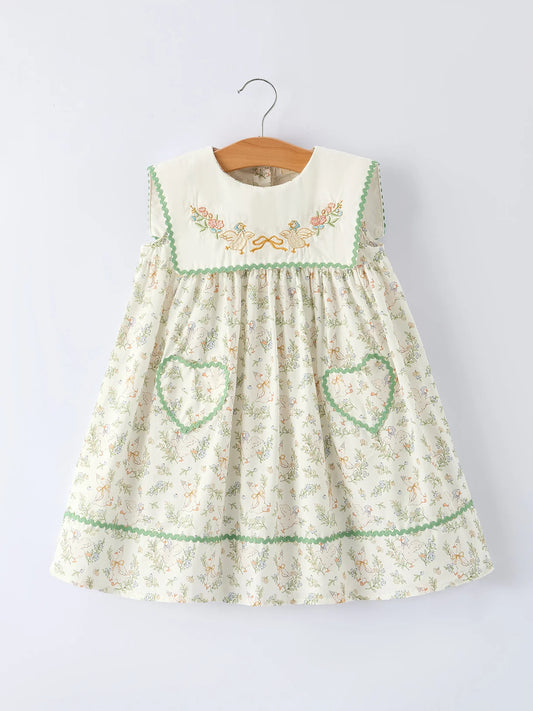 Vintage Goose Embroidery Dress