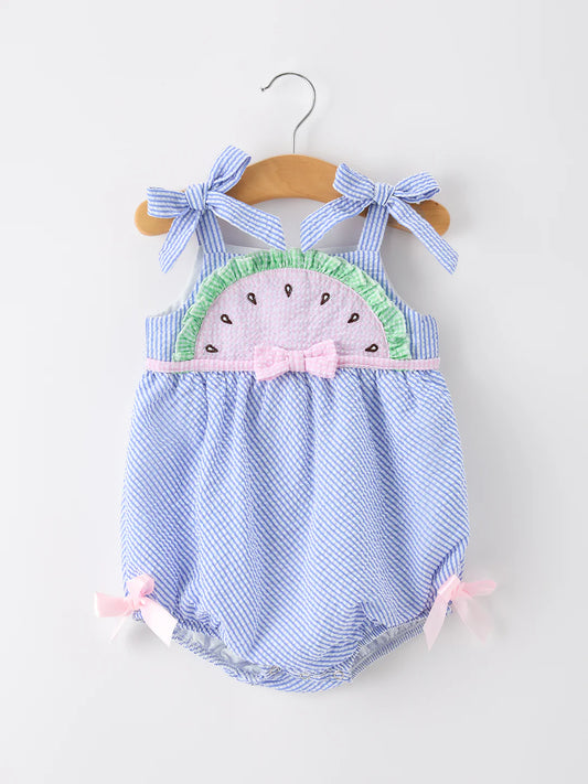 Watermelon Seersucker Romper