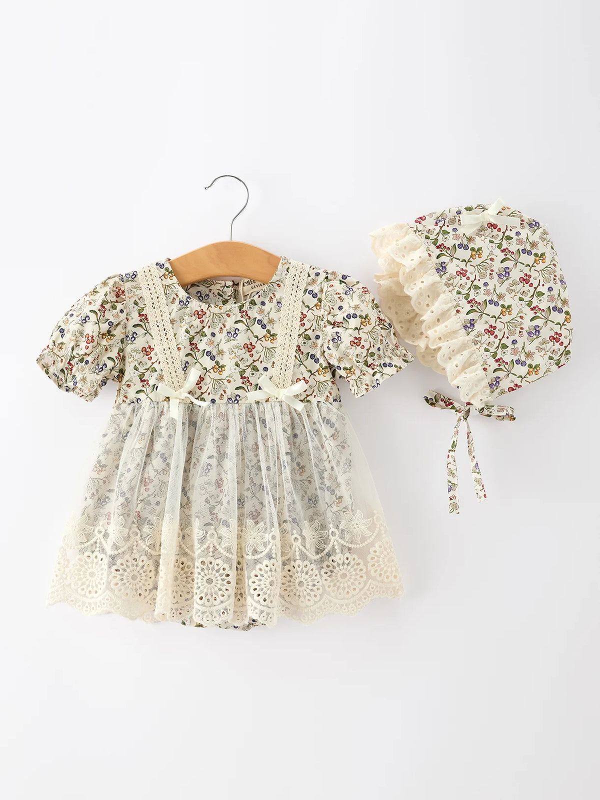 Berry Floral Lace Romper & Hat