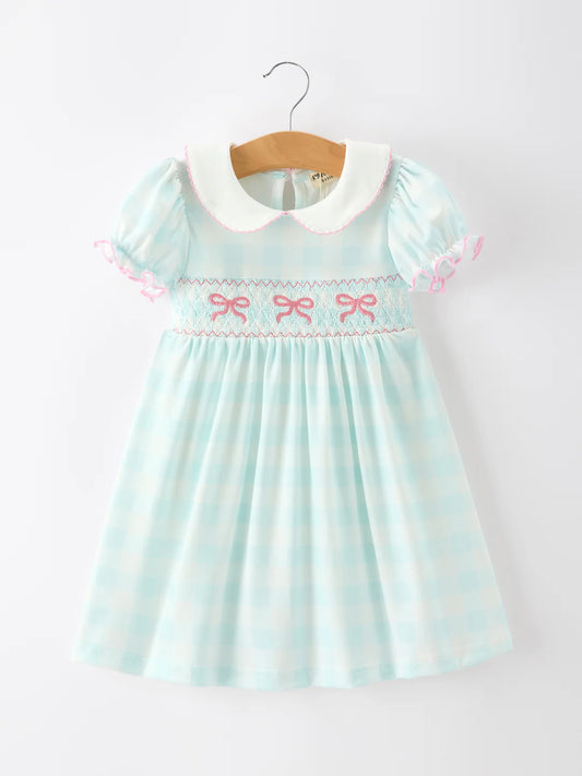 Mint Bows Smocked Dress