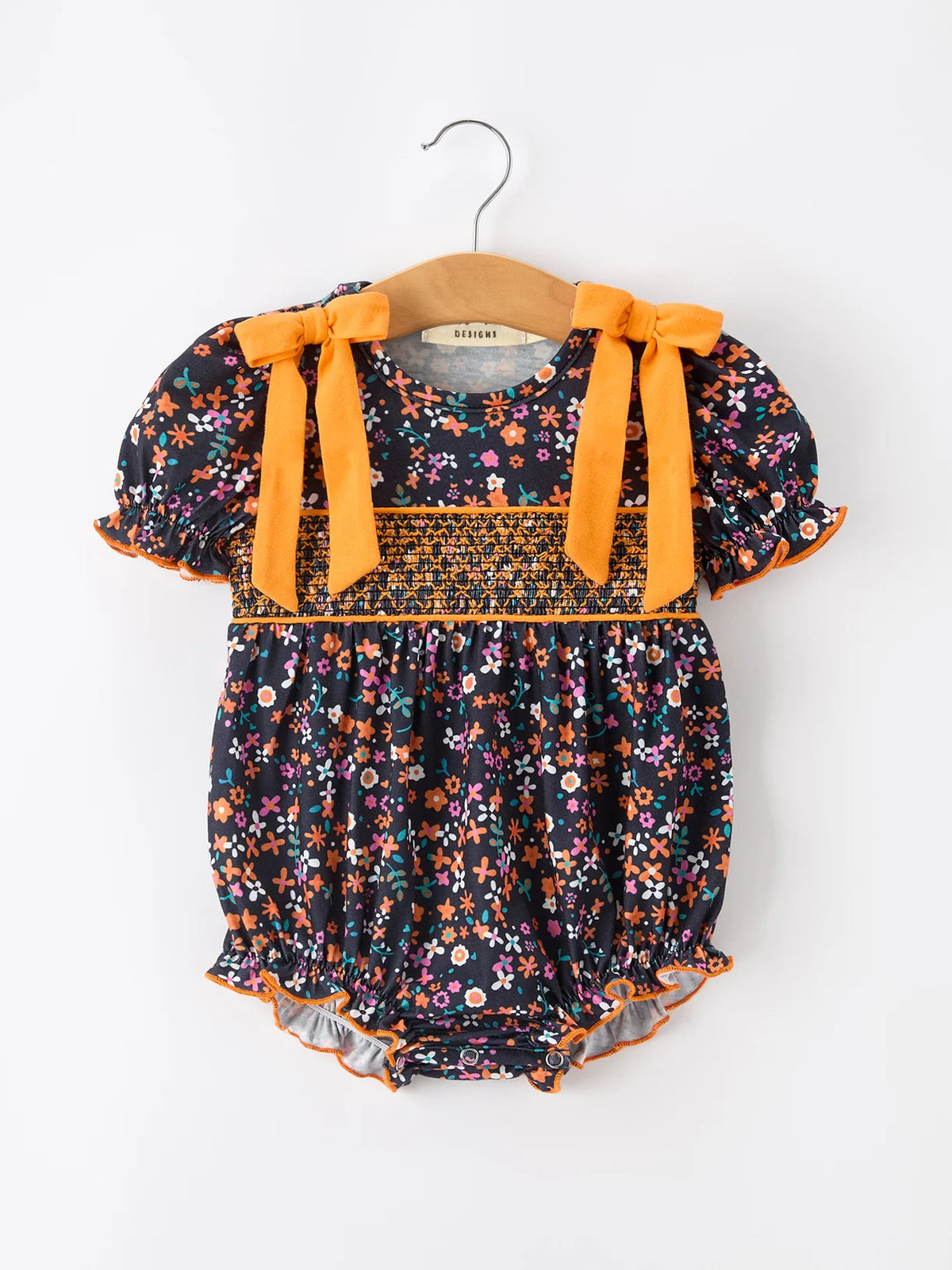 Fall Orange Floral Bow Bubble