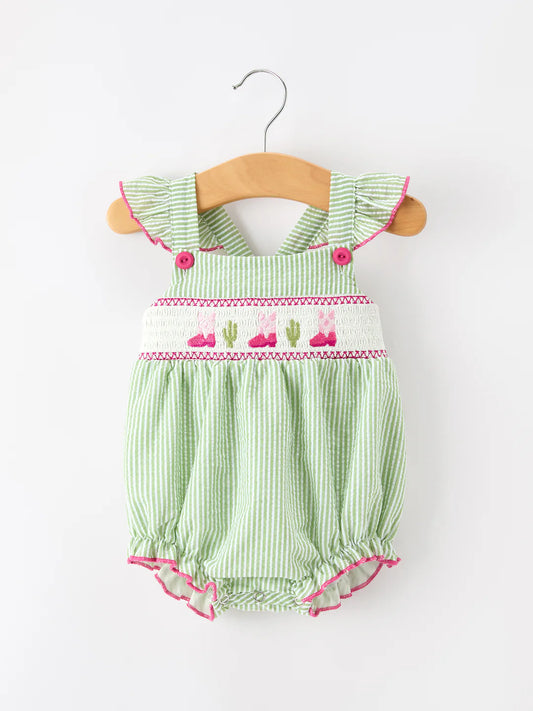 Western Boots Smocked Romper
