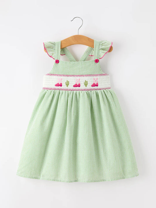 Western Boots Smocked Dress