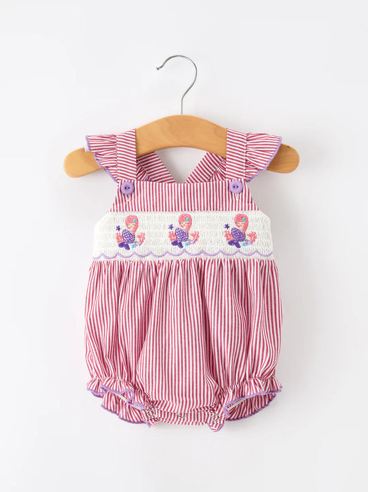 Mermaid Embroidered Smocked Romper