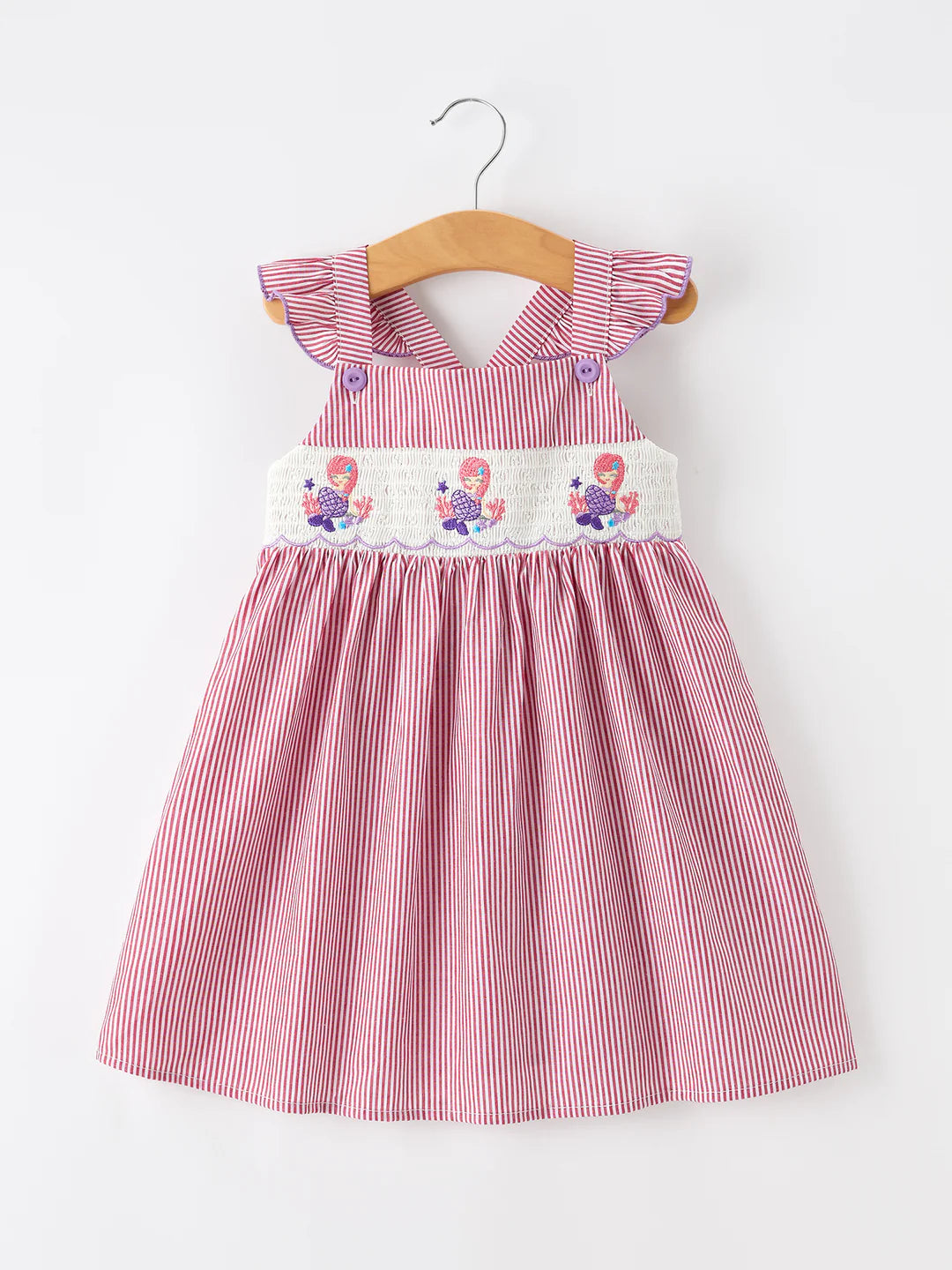 Mermaid Embroidered Smocked Dress