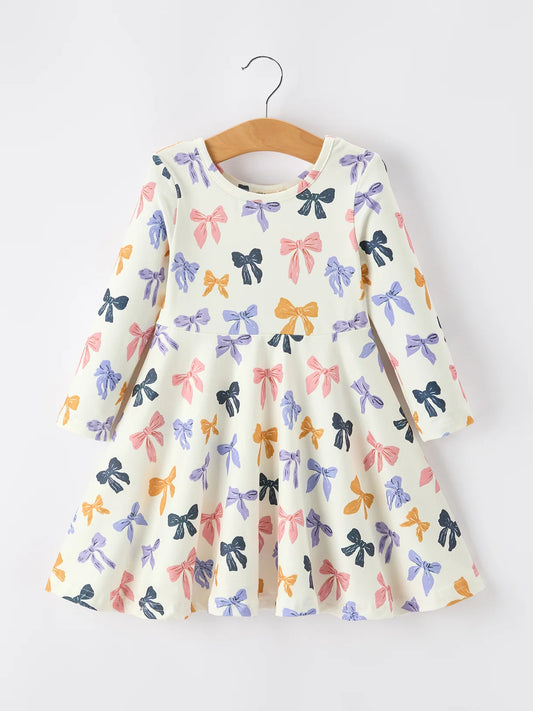 Black, Purple, & Orange Bows Twirl Dress