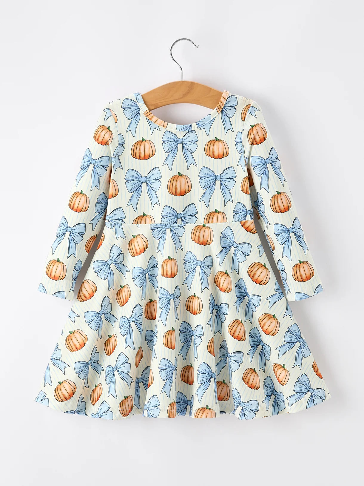 Blue Bows & Pumpkins Twirl Dress