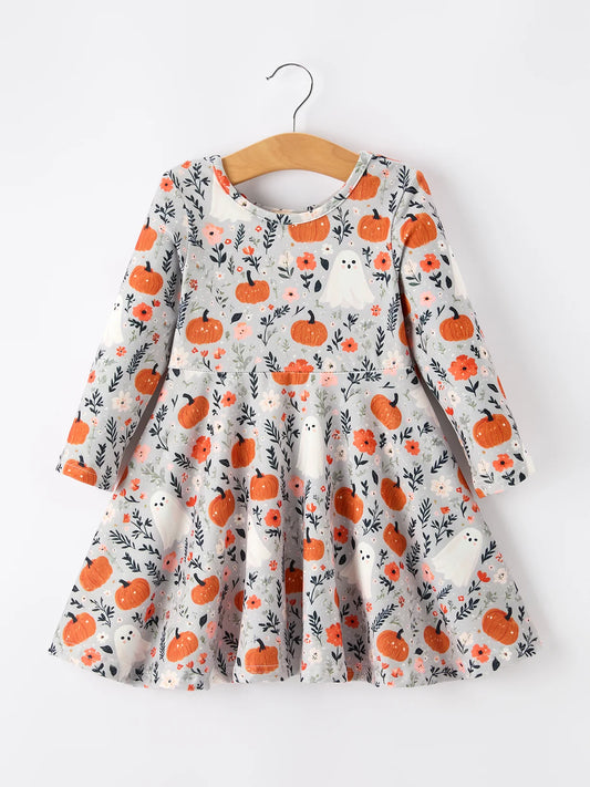 Grey Ghost Pumpkin Twirl Dress