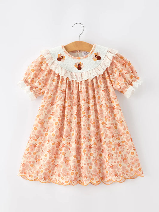 Turkey Floral Lace Ruffle Dress