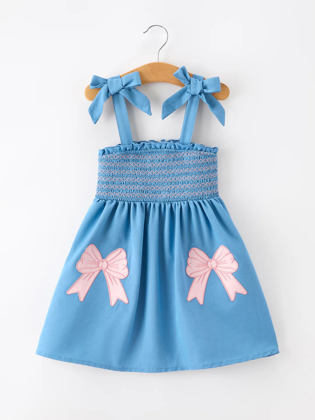 Bow Appliqué Smocked Dress
