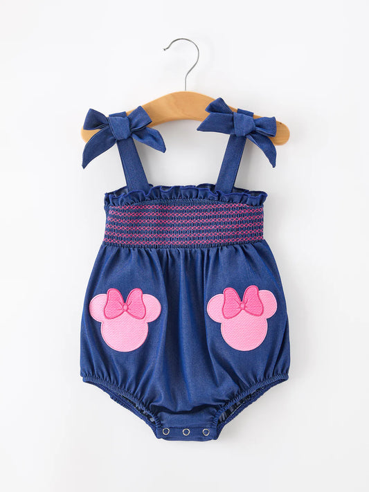 Pink Mouse Appliqué Romper