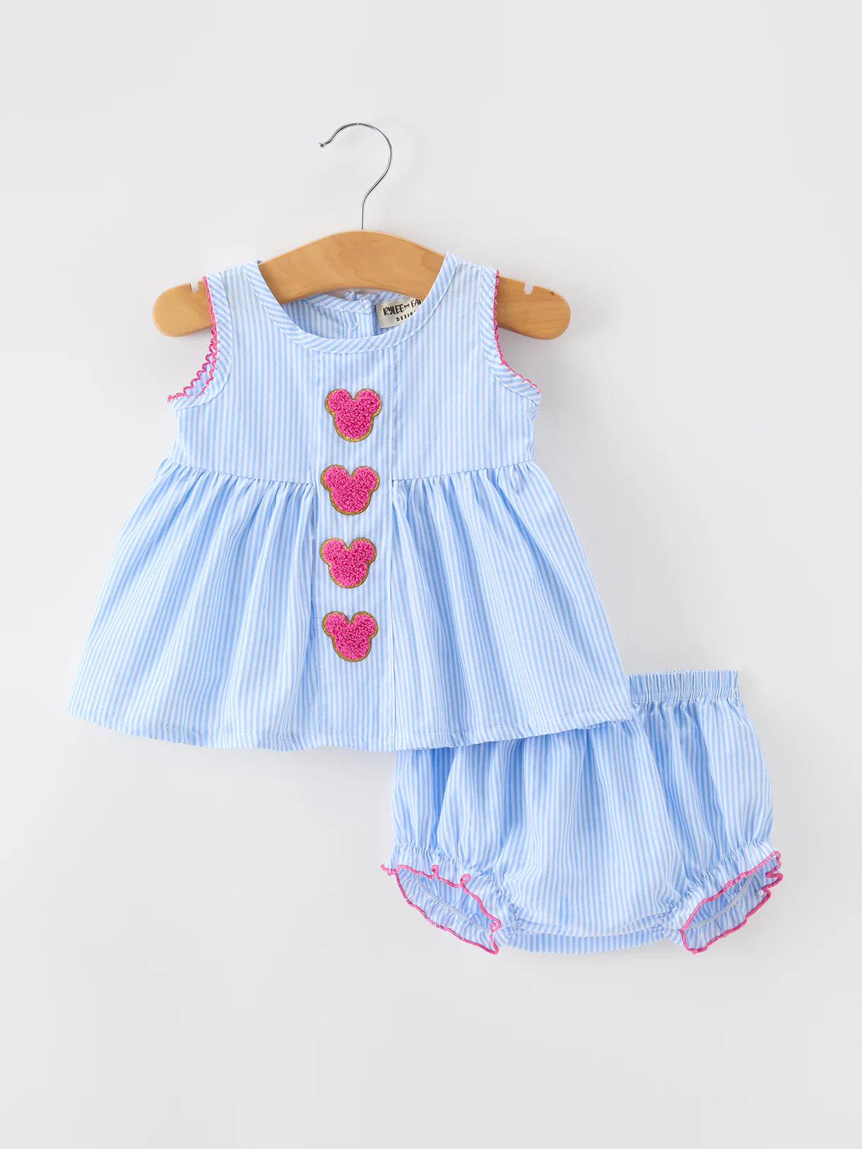 Blue Striped Chenille Ears Bummies Set