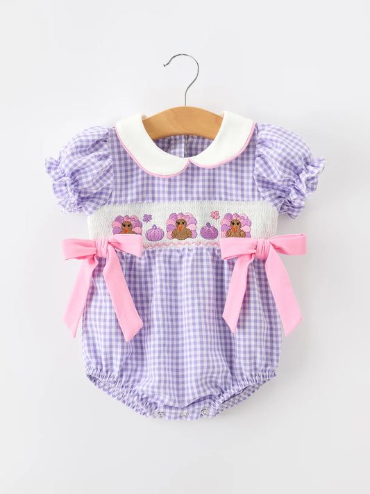 Purple Turkey Smock Romper