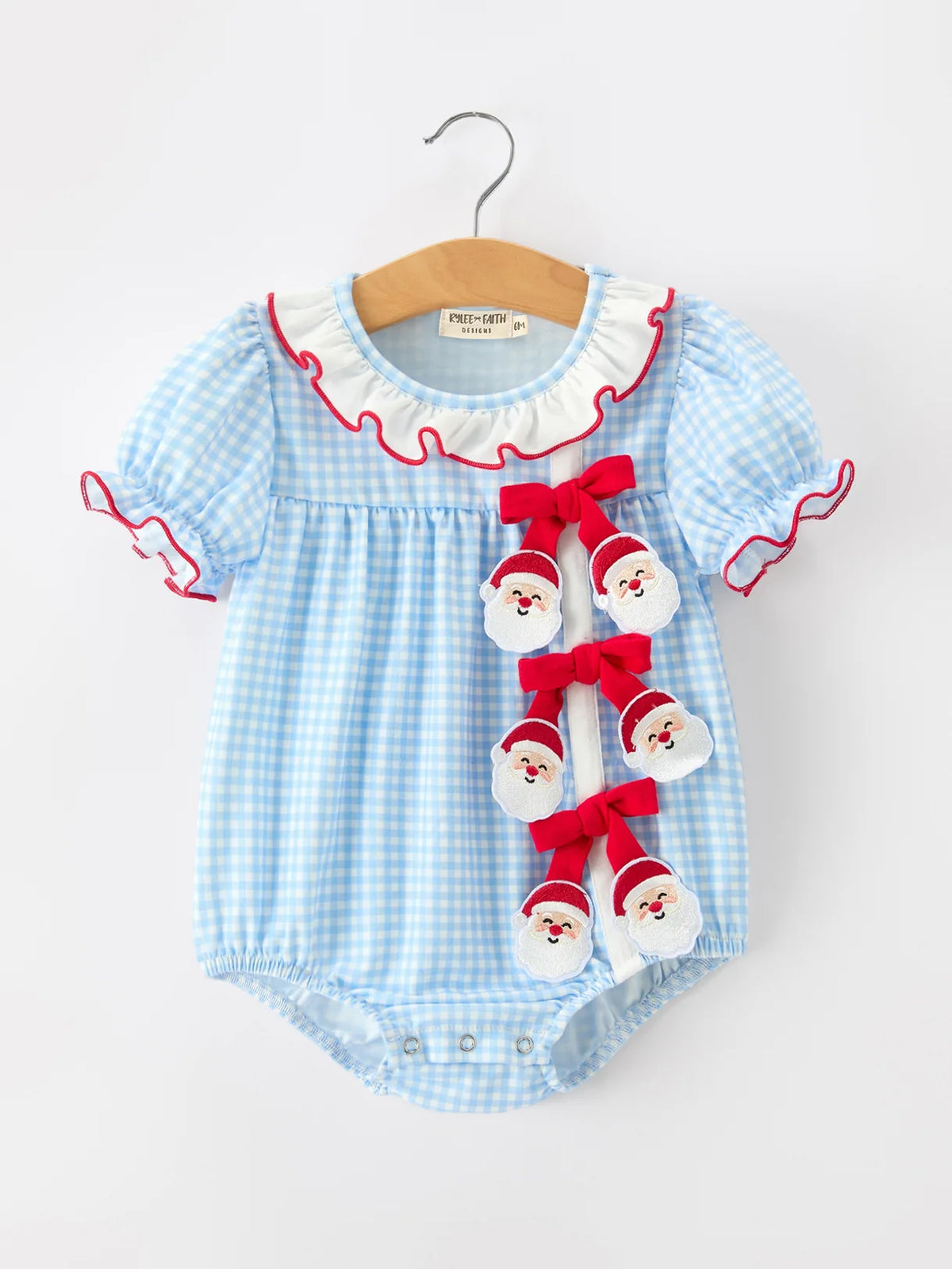 Santa Gingham Bows Ruffle Romper