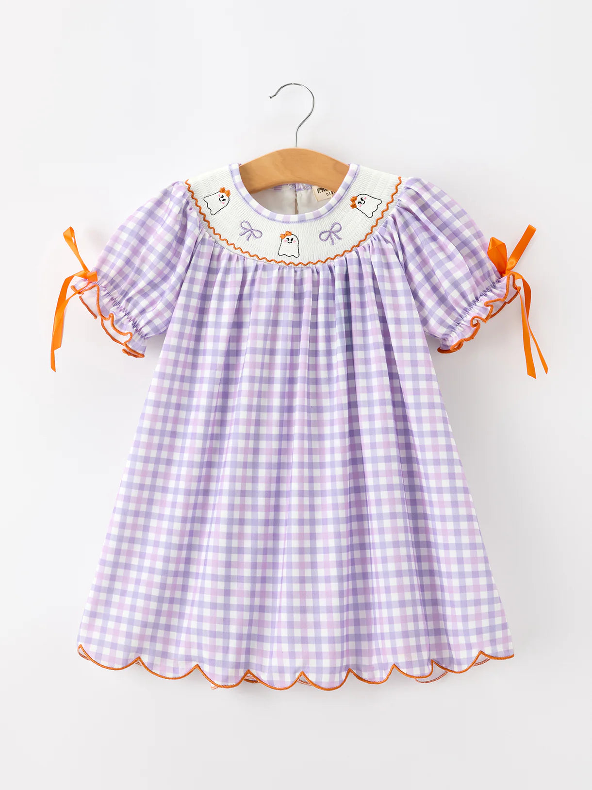 Ghost Plaid Bow Scallop Dress