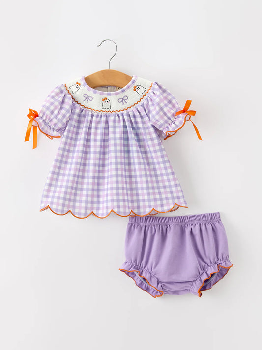 Ghost Plaid Bow Bummies Set