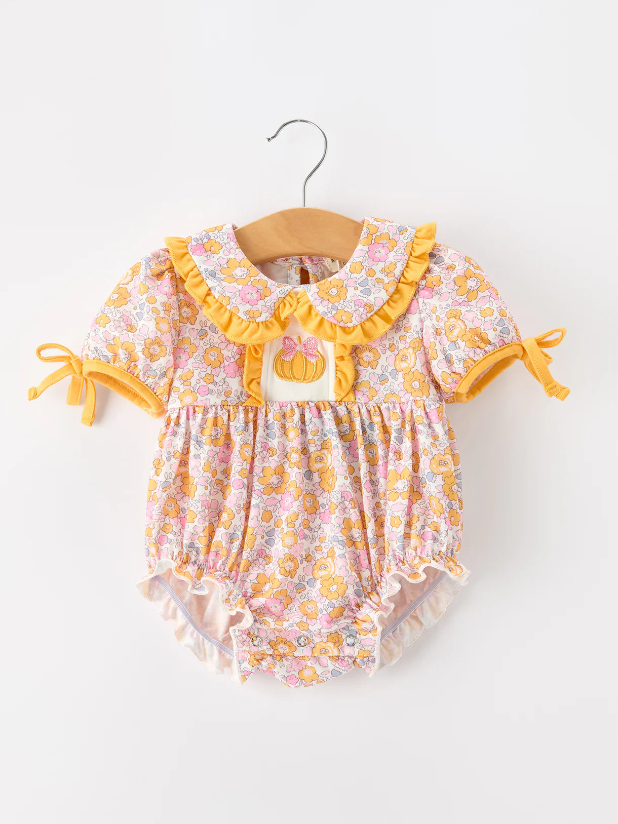 Yellow Floral Pumpkin Romper