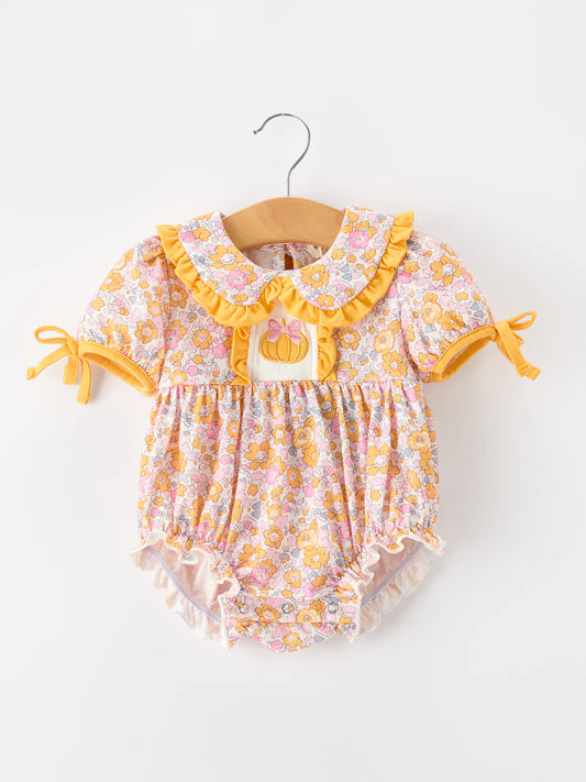 Yellow Floral Pumpkin Romper
